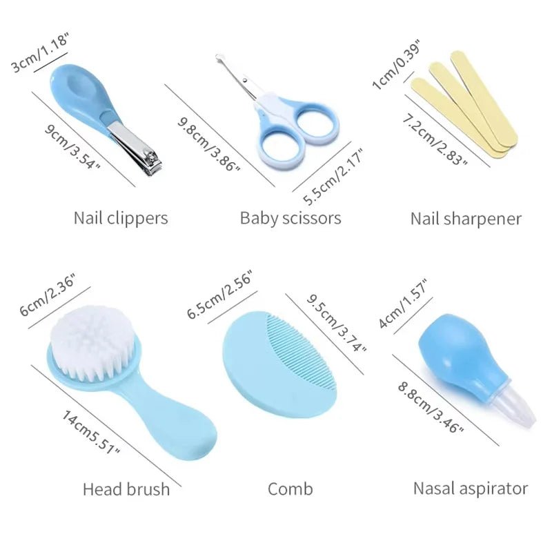 6Pcs/set Newborn Baby Care Kit Cleaning Supplies Head Comb Brush Scissors Nasal Aspirator Nail - La Tienda Bella