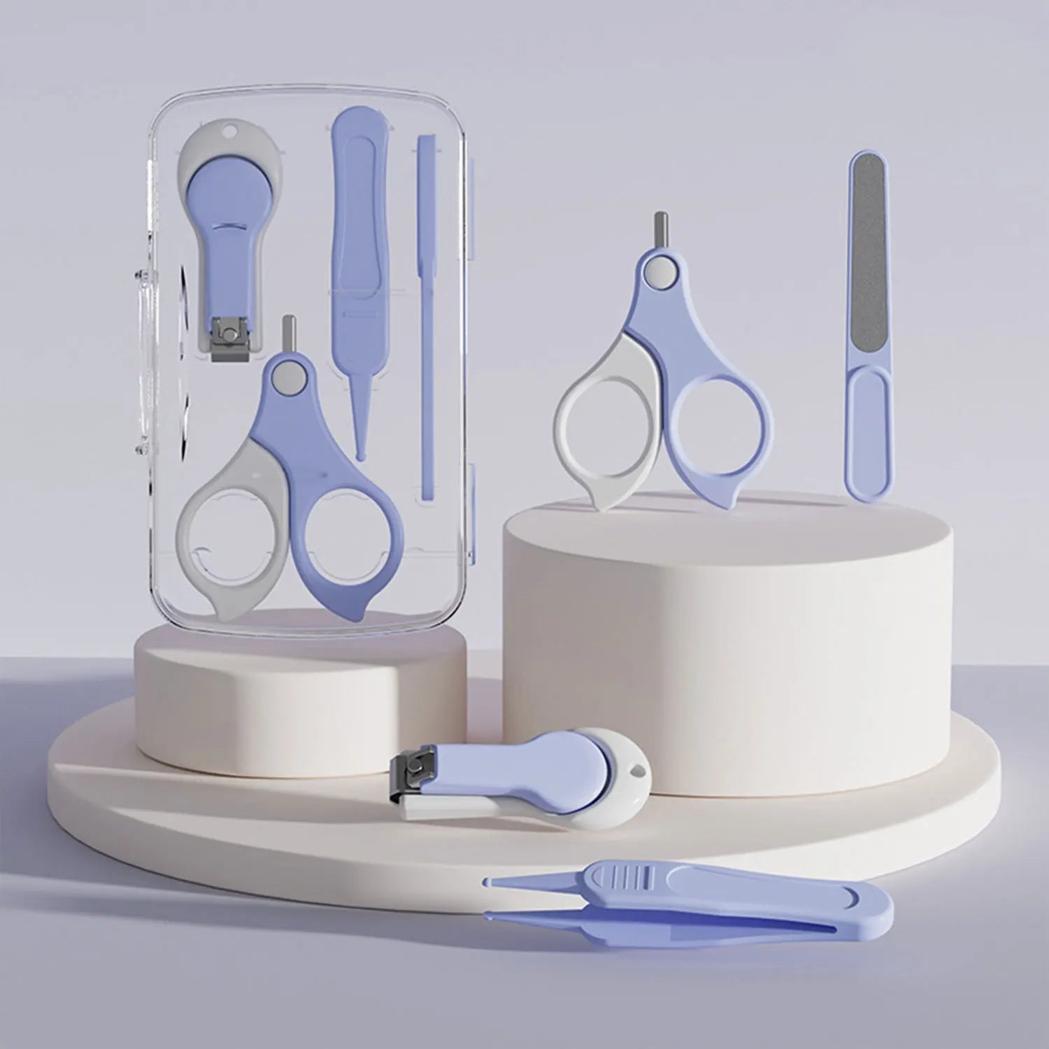 8PCS Baby Grooming Kit, Nail Clipper, Brush, Nasal Aspirator, Comb, and EVA Case - La Tienda Bella