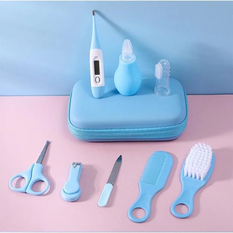 8PCS Baby Grooming Kit, Nail Clipper, Brush, Nasal Aspirator, Comb, and EVA Case - La Tienda Bella