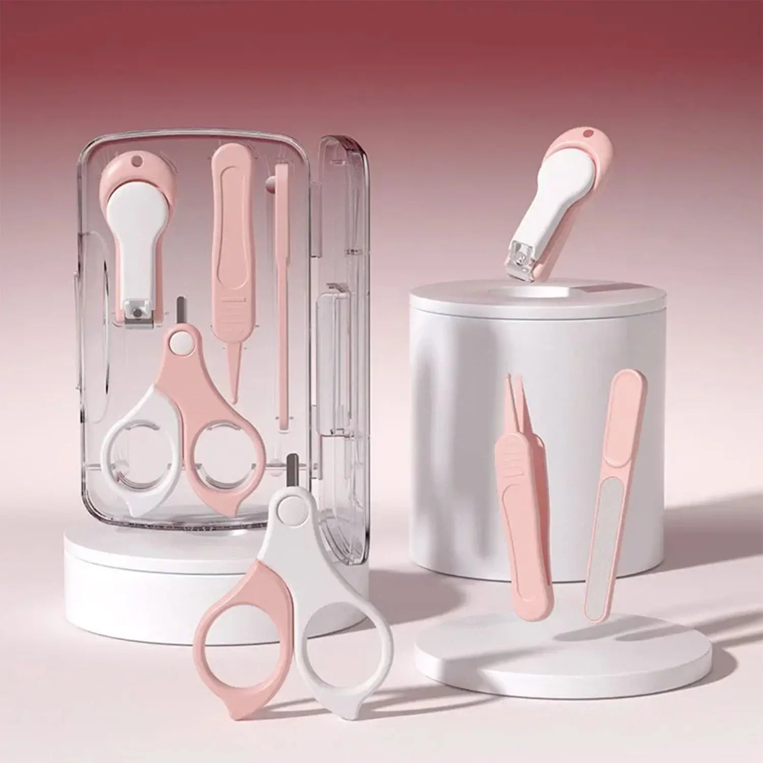 8PCS Baby Grooming Kit, Nail Clipper, Brush, Nasal Aspirator, Comb, and EVA Case - La Tienda Bella