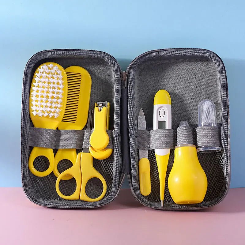 8PCS Baby Grooming Kit, Nail Clipper, Brush, Nasal Aspirator, Comb, and EVA Case - La Tienda Bella