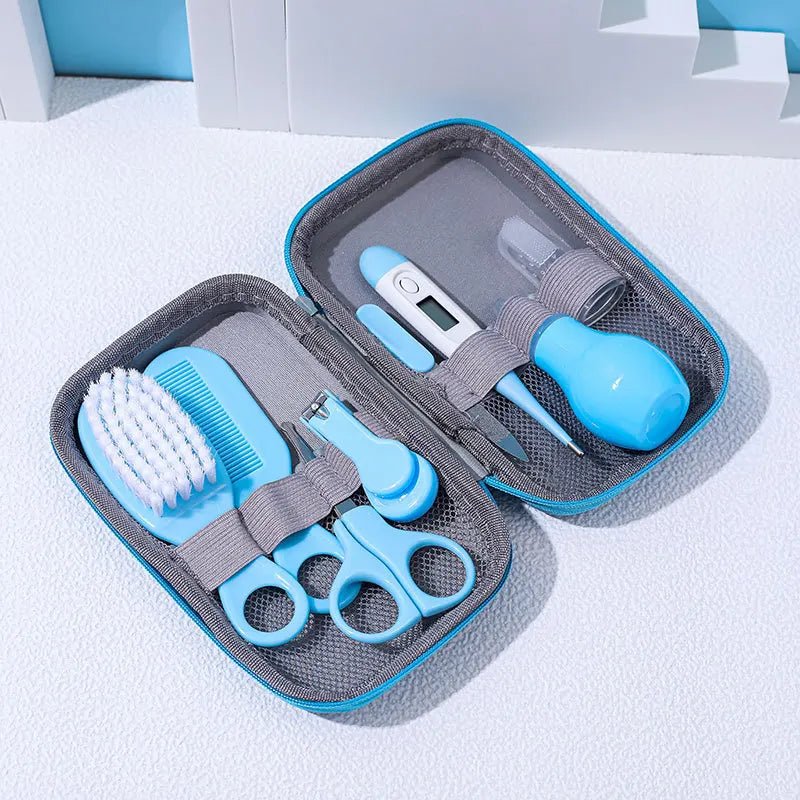 8PCS Baby Grooming Kit, Nail Clipper, Brush, Nasal Aspirator, Comb, and EVA Case - La Tienda Bella