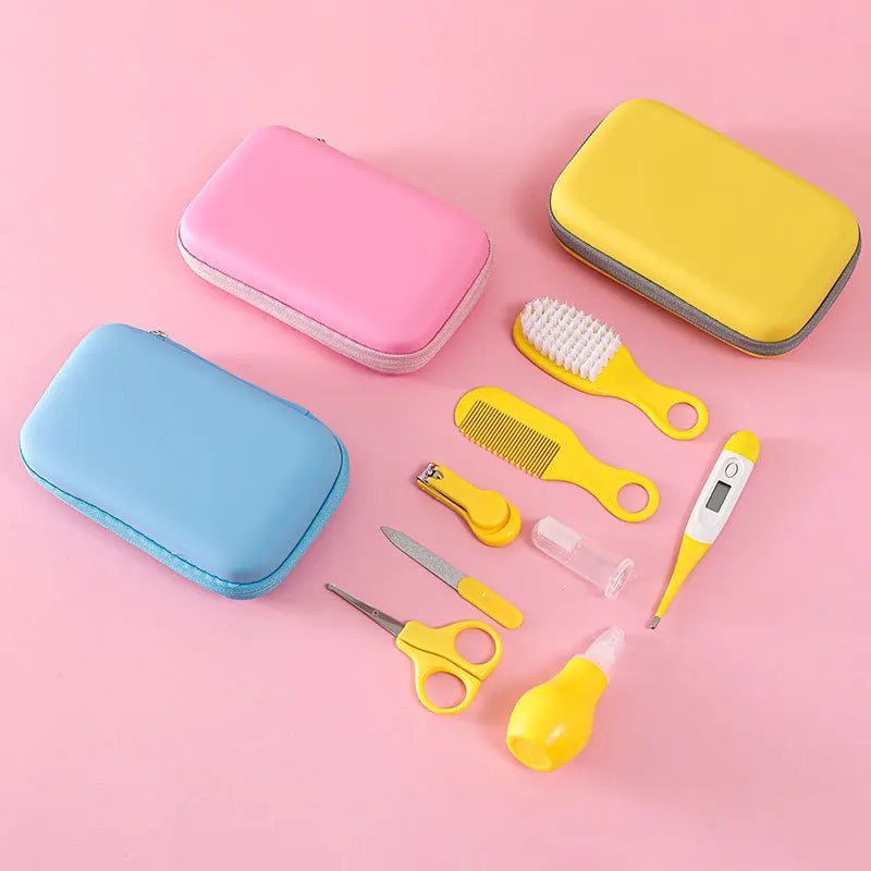 8PCS Baby Grooming Kit, Nail Clipper, Brush, Nasal Aspirator, Comb, and EVA Case - La Tienda Bella