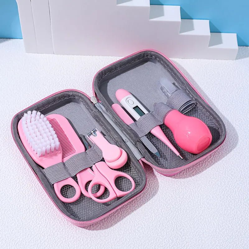 8PCS Baby Grooming Kit, Nail Clipper, Brush, Nasal Aspirator, Comb, and EVA Case - La Tienda Bella