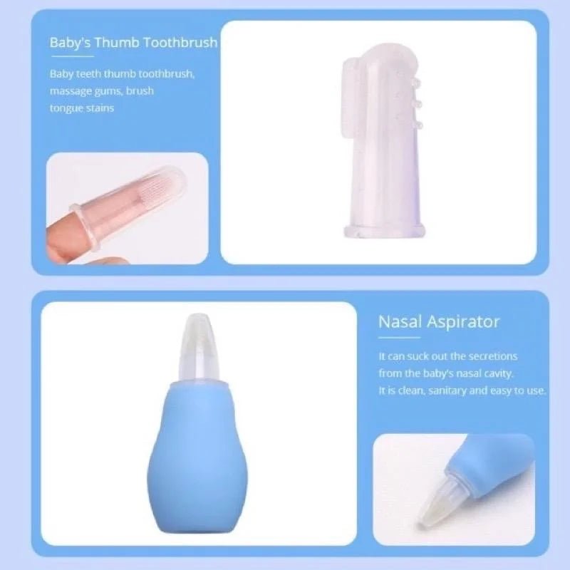 8PCS Baby Grooming Kit, Nail Clipper, Brush, Nasal Aspirator, Comb, and EVA Case - La Tienda Bella