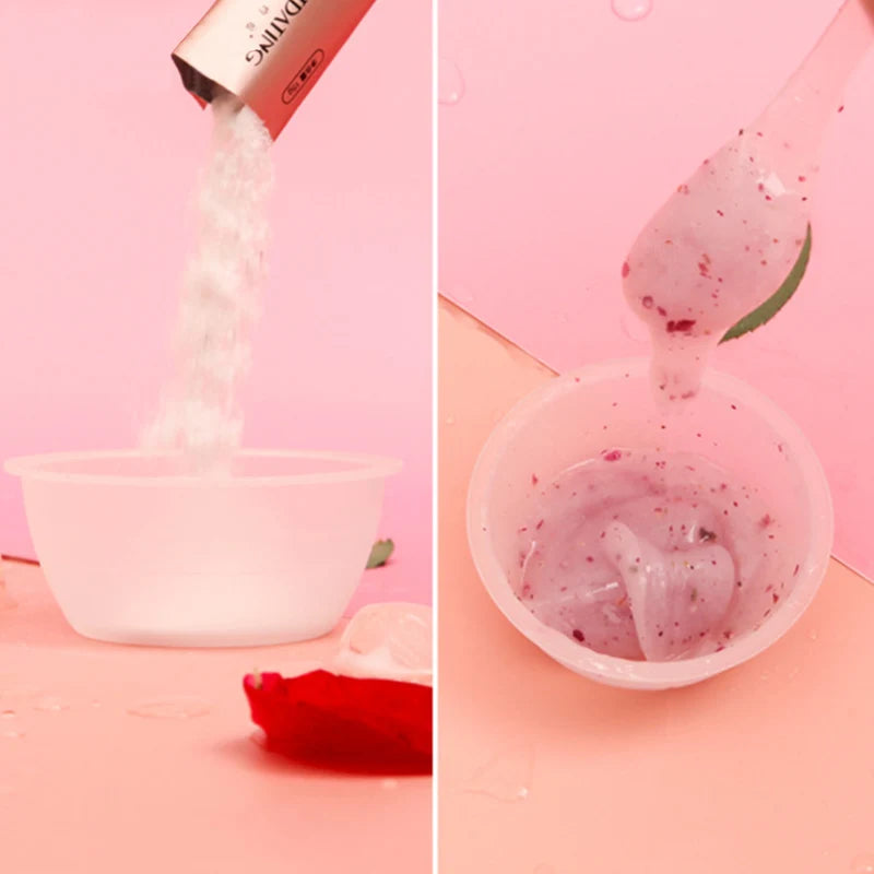 Masque Jelly Visage (Poudre Rose & Collagène) – Hydratant & Éclat – DIY Peel-Off