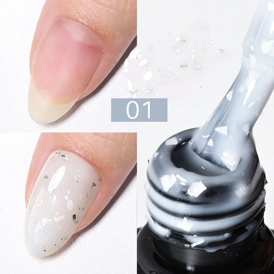 7ML Pink Nude Glitter Gel Nail Polish Pink Silver Gold Foils Effect Vernis Shining Semi Permanent UV Gel Nail Art Gel Manicure *