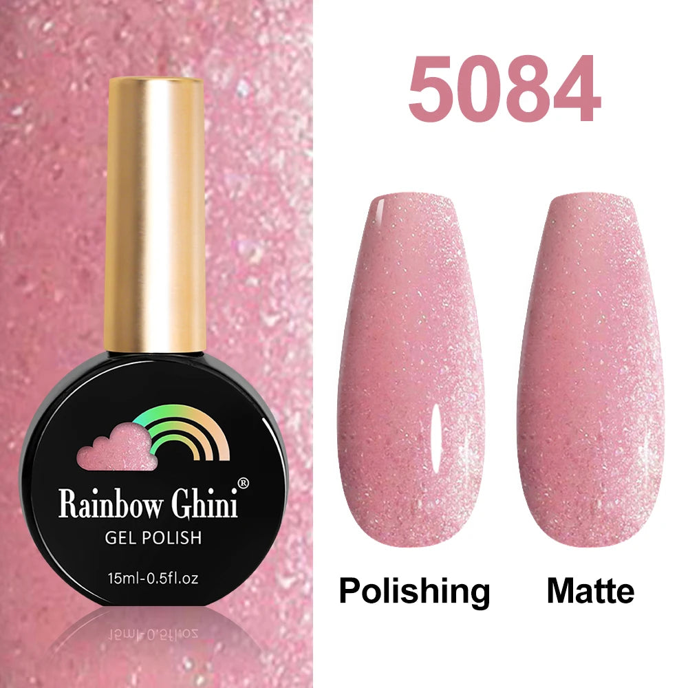 Rainbow Ghini HEMA TPO FREE Nail Gel Polish Nail Supplies Vernis Semi Permanent Glitter Nail Art Manicure LED UV Gel Varnishes