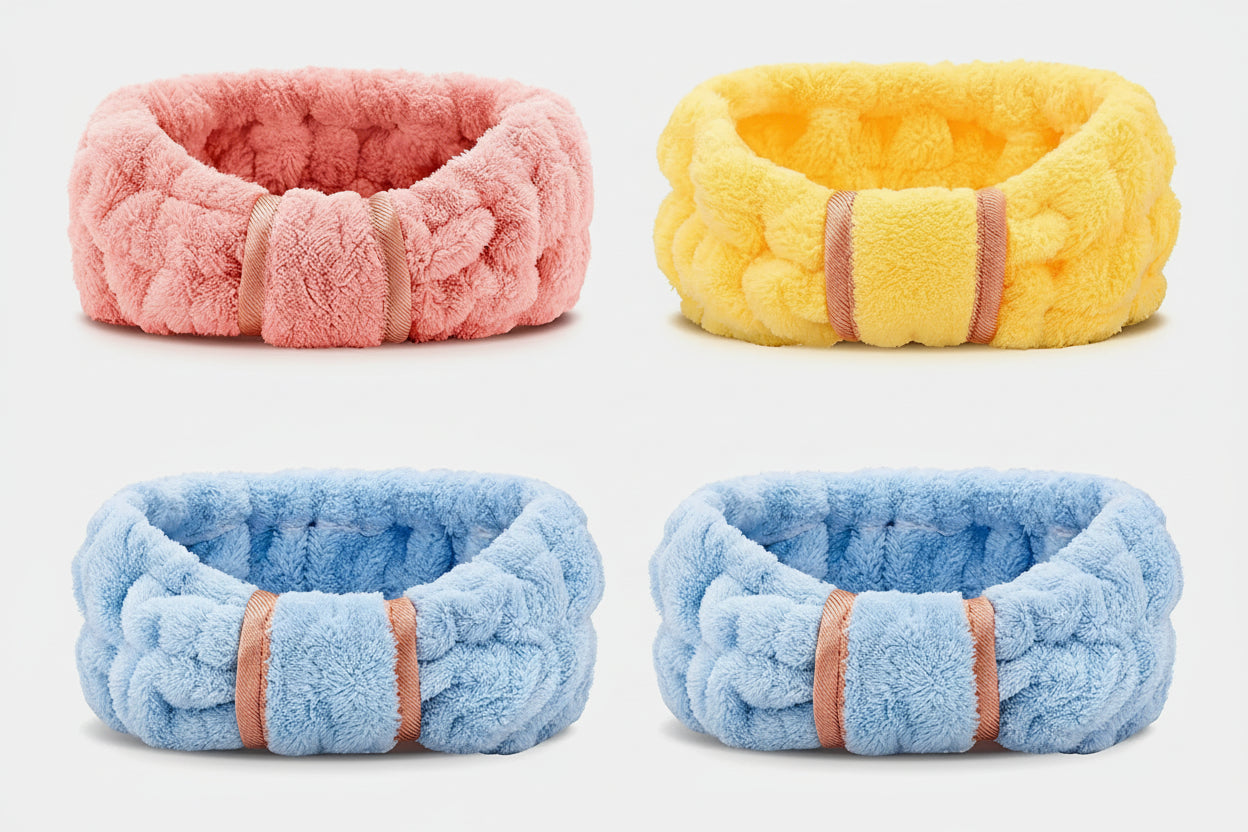 Bandeau Spa Facial en Tissu Éponge - Accessoire Maquillage et Soins du Visage