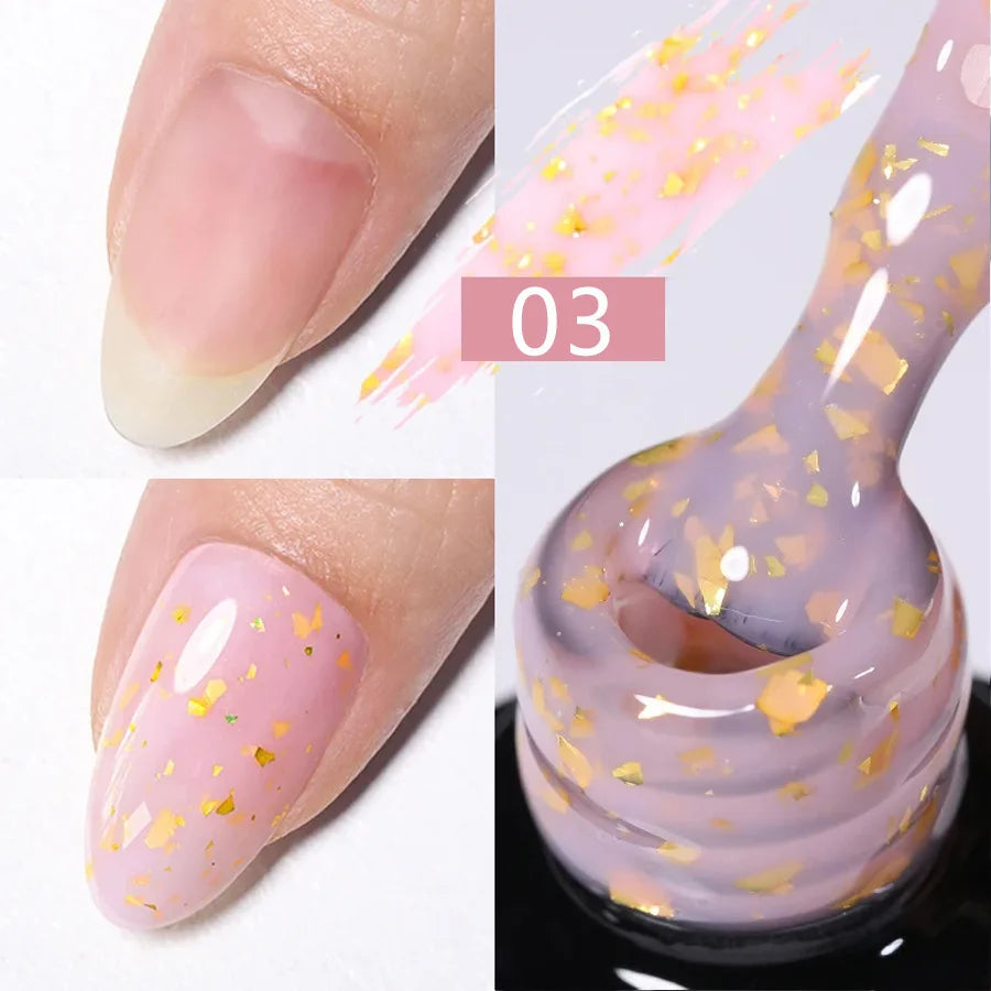 7ML Pink Nude Glitter Gel Nail Polish Pink Silver Gold Foils Effect Vernis Shining Semi Permanent UV Gel Nail Art Gel Manicure *