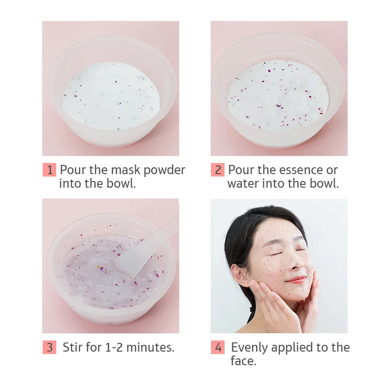 Masque Jelly Visage (Poudre Rose & Collagène) – Hydratant & Éclat – DIY Peel-Off