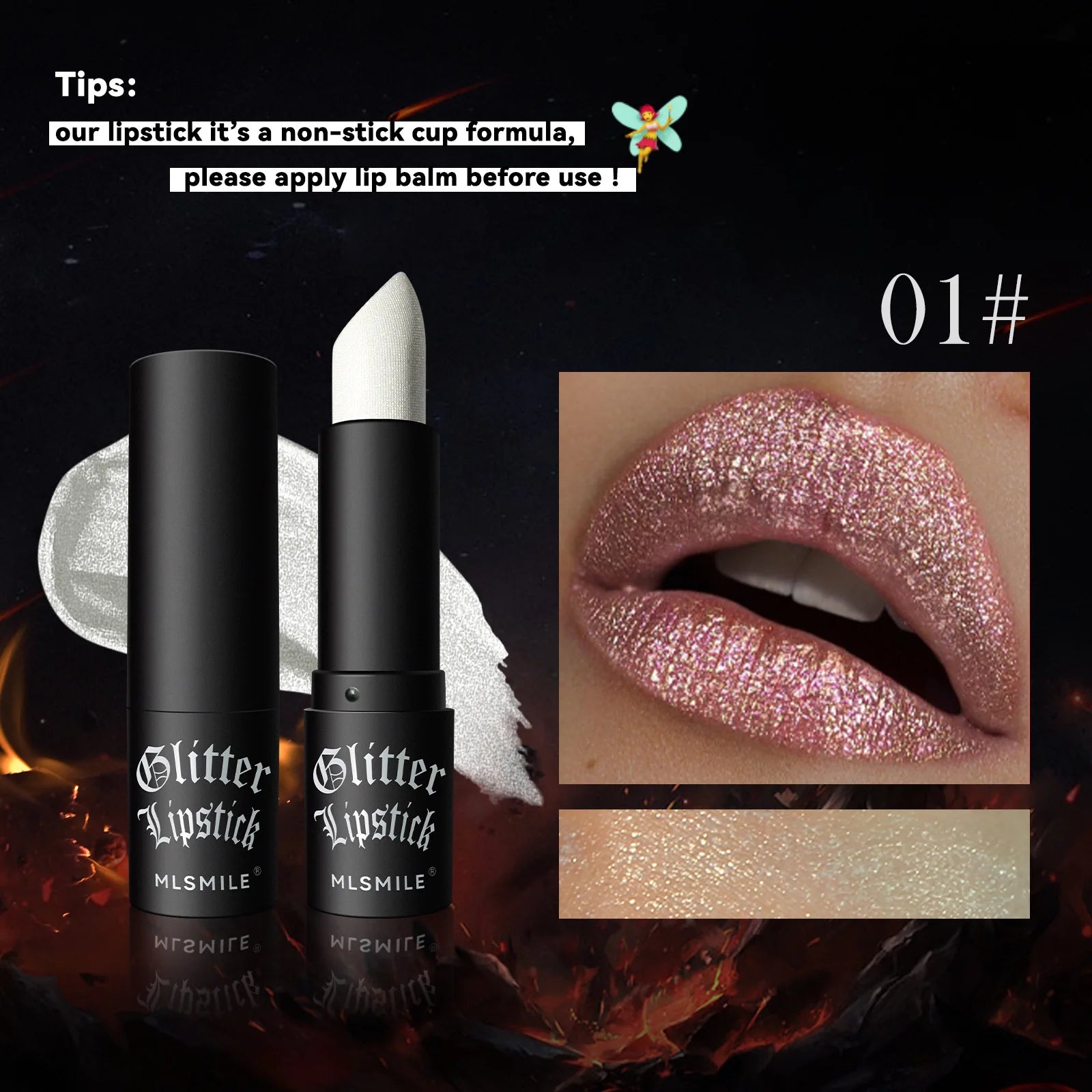 Rouge à Lèvres Pailleté (7 Couleurs) – Effet Diamant & Longue Tenue Waterproof