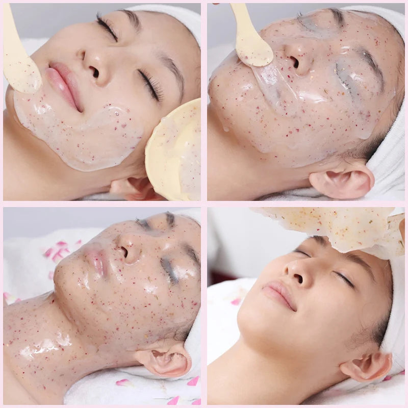 Masque Jelly Visage (Poudre Rose & Collagène) – Hydratant & Éclat – DIY Peel-Off