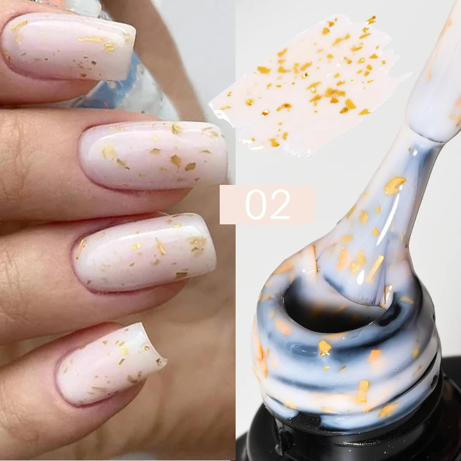 7ML Pink Nude Glitter Gel Nail Polish Pink Silver Gold Foils Effect Vernis Shining Semi Permanent UV Gel Nail Art Gel Manicure *