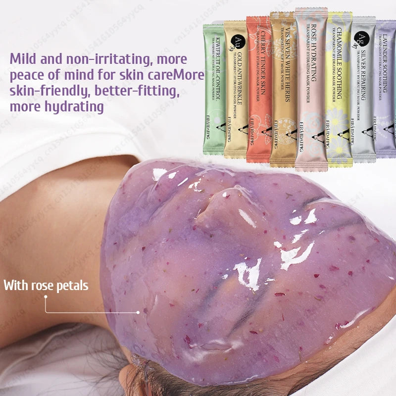 Masque Jelly Visage (Poudre Rose & Collagène) – Hydratant & Éclat – DIY Peel-Off