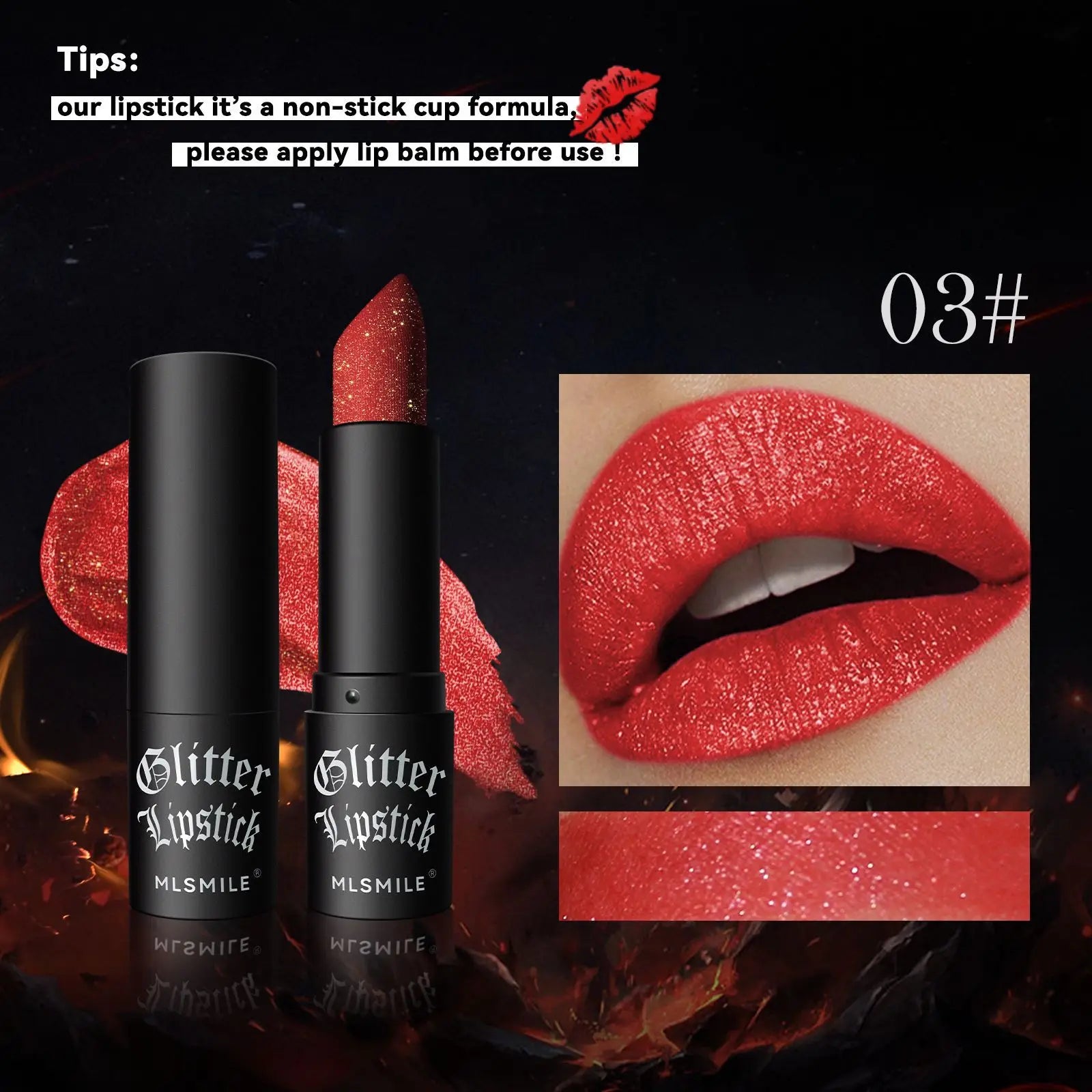Rouge à Lèvres Pailleté (7 Couleurs) – Effet Diamant & Longue Tenue Waterproof
