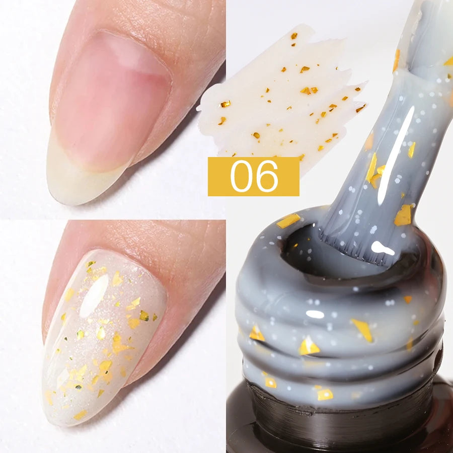 7ML Pink Nude Glitter Gel Nail Polish Pink Silver Gold Foils Effect Vernis Shining Semi Permanent UV Gel Nail Art Gel Manicure *