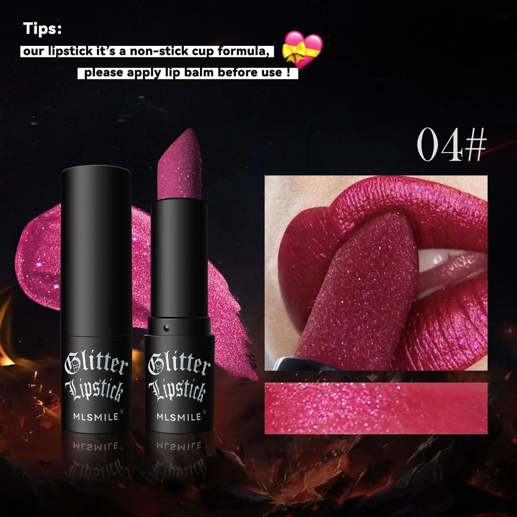 Rouge à Lèvres Pailleté (7 Couleurs) – Effet Diamant & Longue Tenue Waterproof