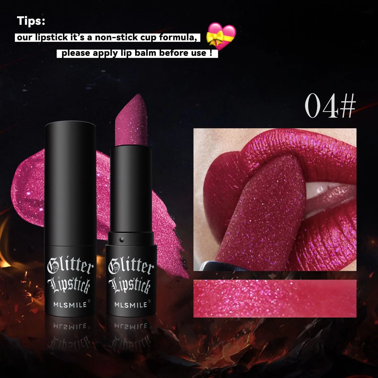 Rouge à Lèvres Pailleté (7 Couleurs) – Effet Diamant & Longue Tenue Waterproof