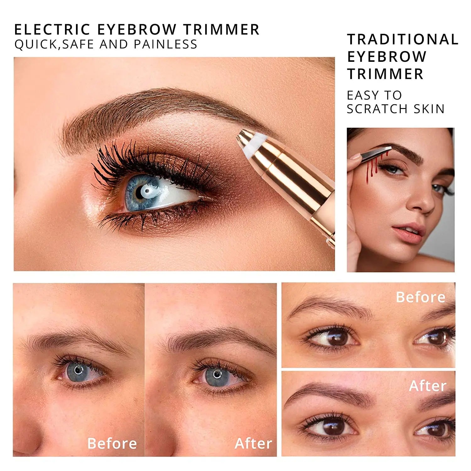 Épilateur Visage Électrique – Retrait Sourcils & Pilosité Doux et Précis