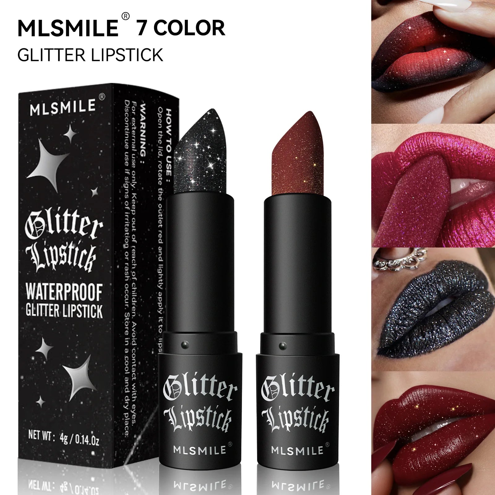 Rouge à Lèvres Pailleté (7 Couleurs) – Effet Diamant & Longue Tenue Waterproof