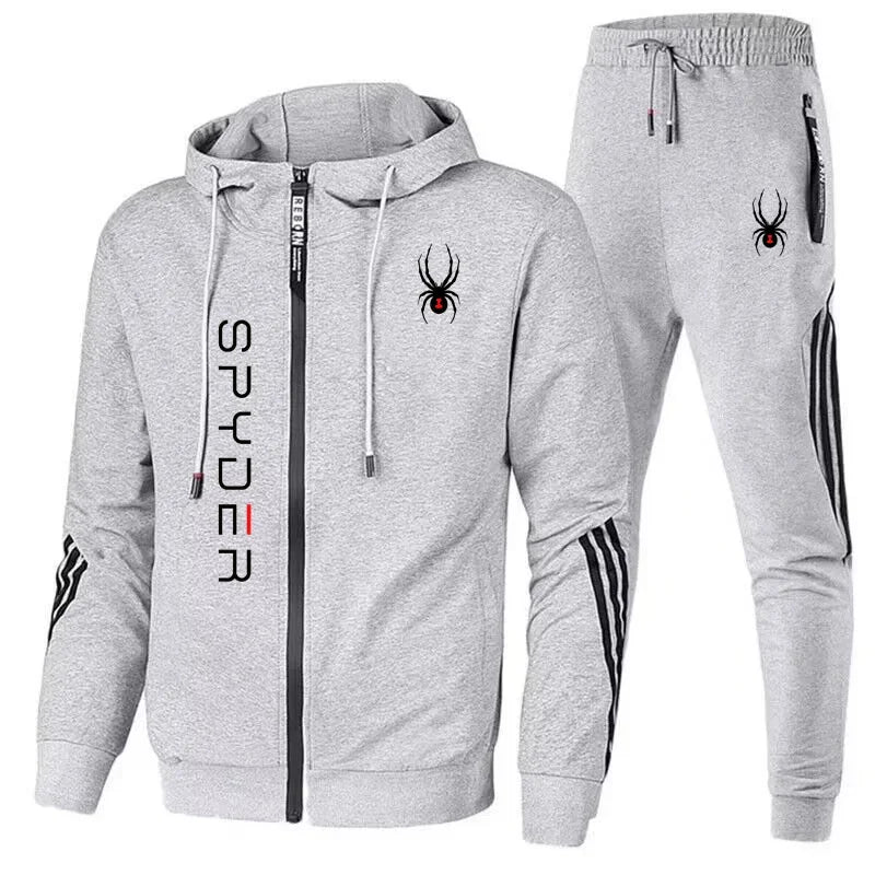 A fashionable sportswear set for men in spring and autumn, featuring a zippered cardigan, jacket, sweatshirt and pants, suitable - La Tienda Bella