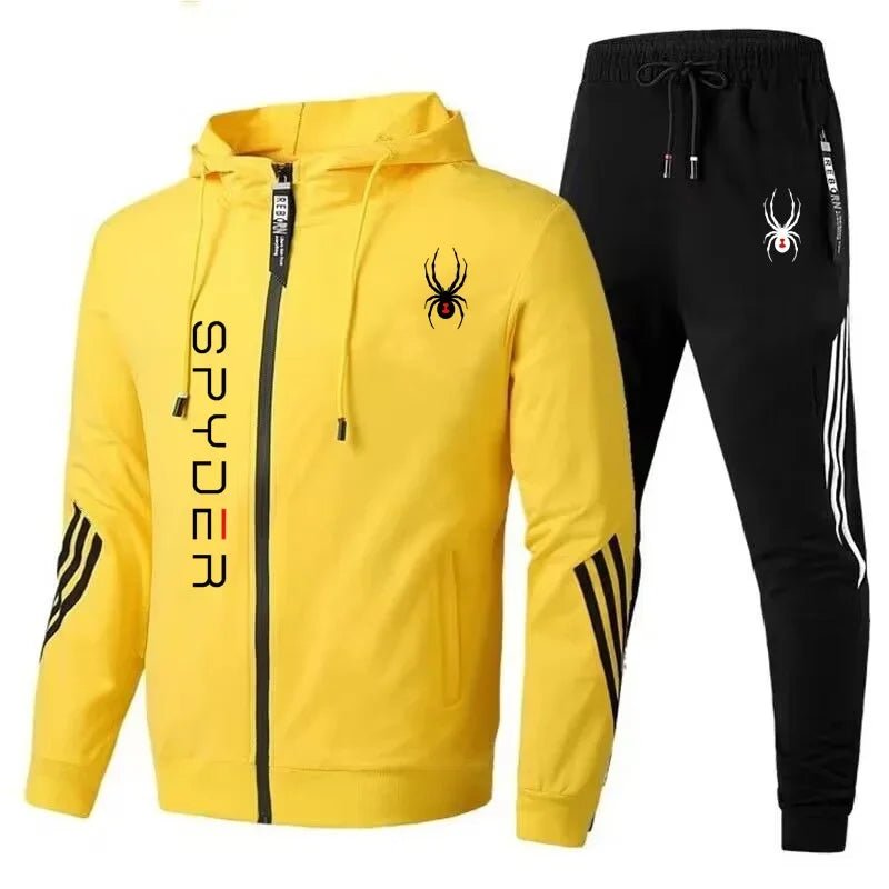 A fashionable sportswear set for men in spring and autumn, featuring a zippered cardigan, jacket, sweatshirt and pants, suitable - La Tienda Bella