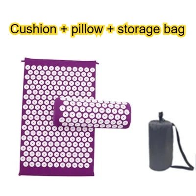 Acupressure Mat Sensi Massage Mat Pillow Set applicator for Neck Foot Yoga Mat with Needle Back Cushion - La Tienda Bella