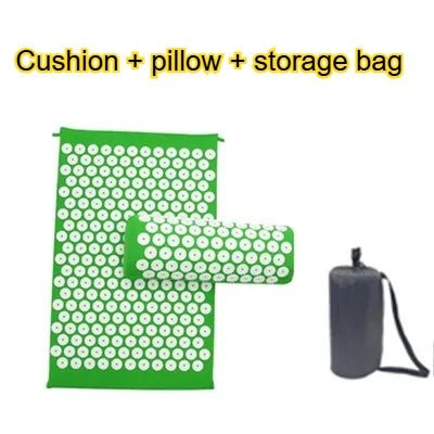 Acupressure Mat Sensi Massage Mat Pillow Set applicator for Neck Foot Yoga Mat with Needle Back Cushion - La Tienda Bella