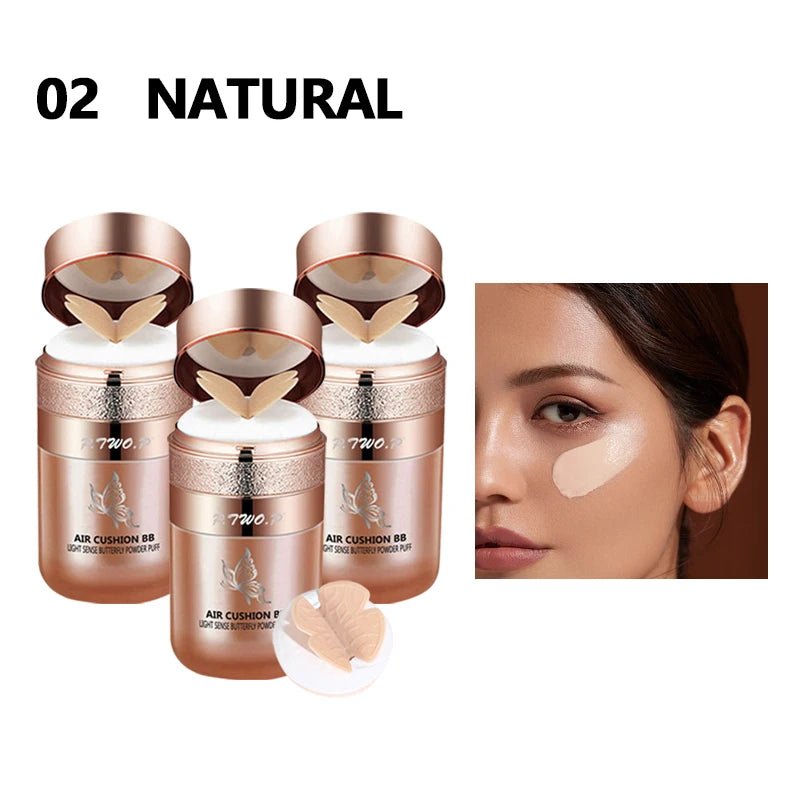 Air Cushion BB Cream Butterfly Powder Puff Moisturizing Foundation Concealer Whitening Oil - control Waterproof Makeup Cosmetics - La Tienda Bella