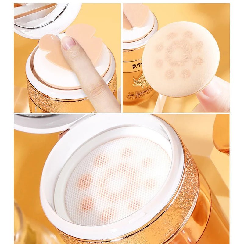 Air Cushion BB Cream Butterfly Powder Puff Moisturizing Foundation Concealer Whitening Oil - control Waterproof Makeup Cosmetics - La Tienda Bella
