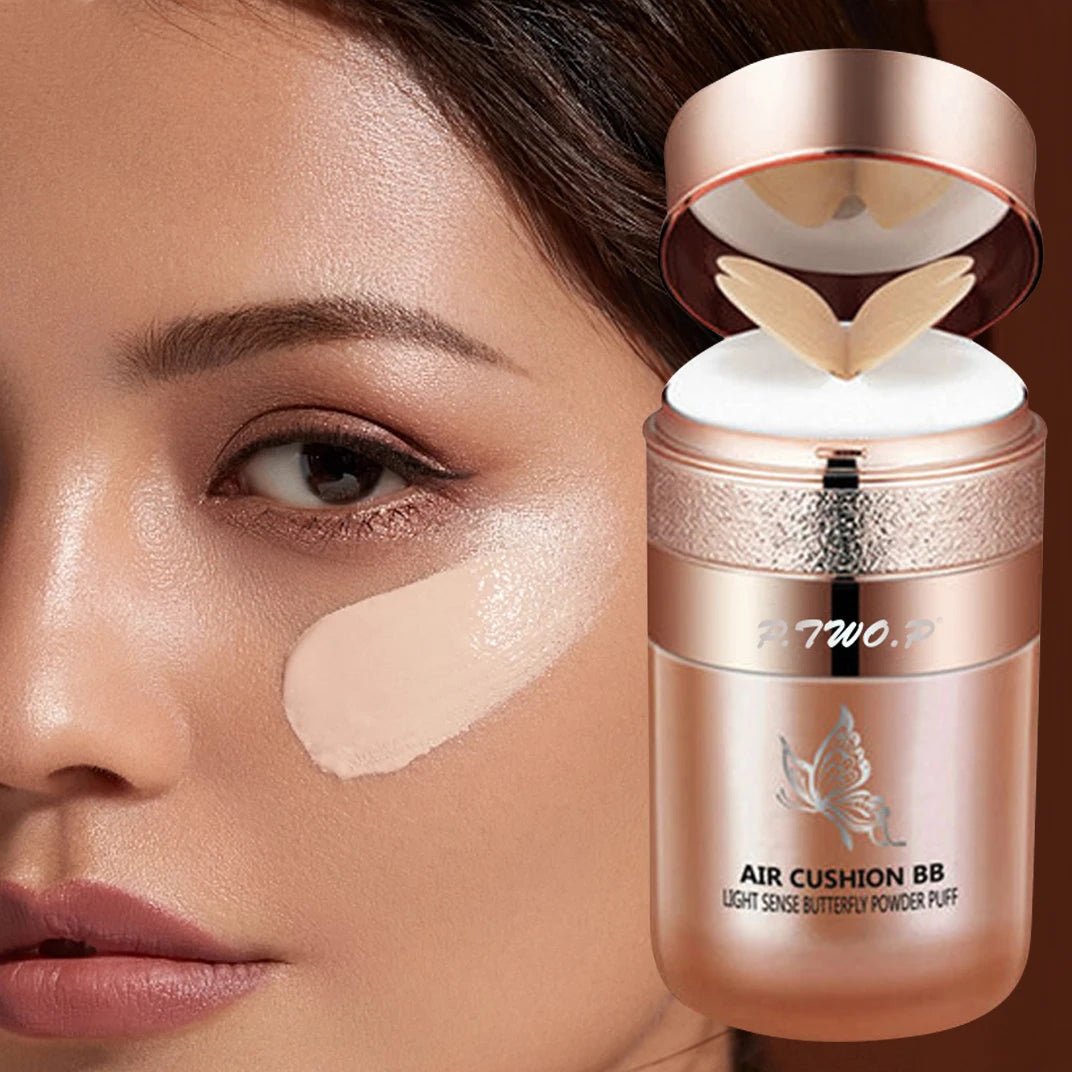 Air Cushion BB Cream Butterfly Powder Puff Moisturizing Foundation Concealer Whitening Oil - control Waterproof Makeup Cosmetics - La Tienda Bella