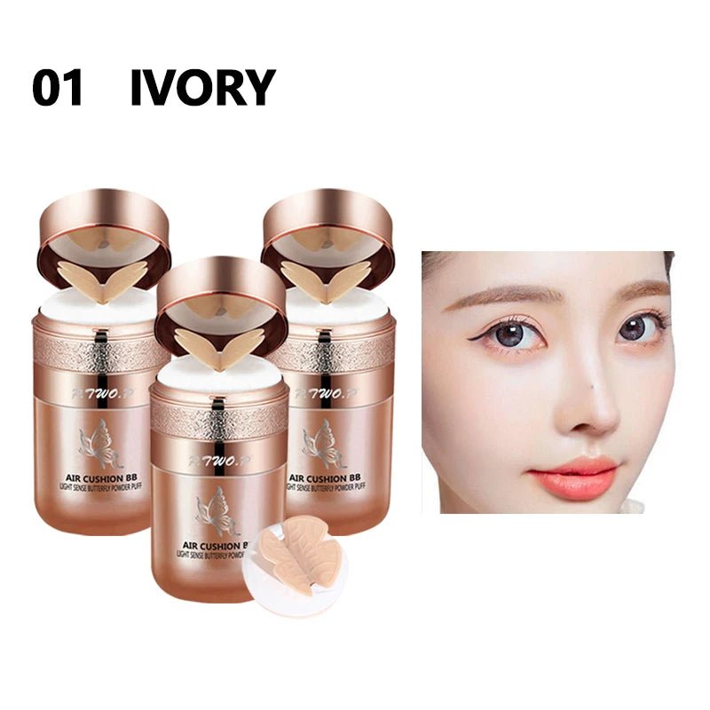Air Cushion BB Cream Butterfly Powder Puff Moisturizing Foundation Concealer Whitening Oil - control Waterproof Makeup Cosmetics - La Tienda Bella