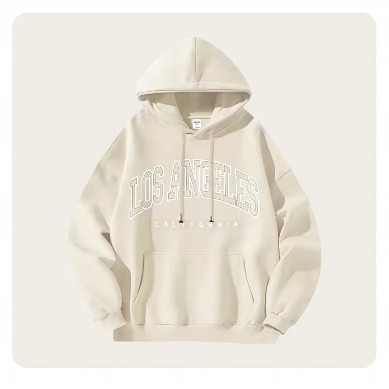 American Fashion Trendy Men and Women Shared Autumn and Winter Velvet Thickeneded and Enlarged American Printed Jacket Loose Lazy Casual Style Street Style Hooded Sweatshirt - La Tienda Bella