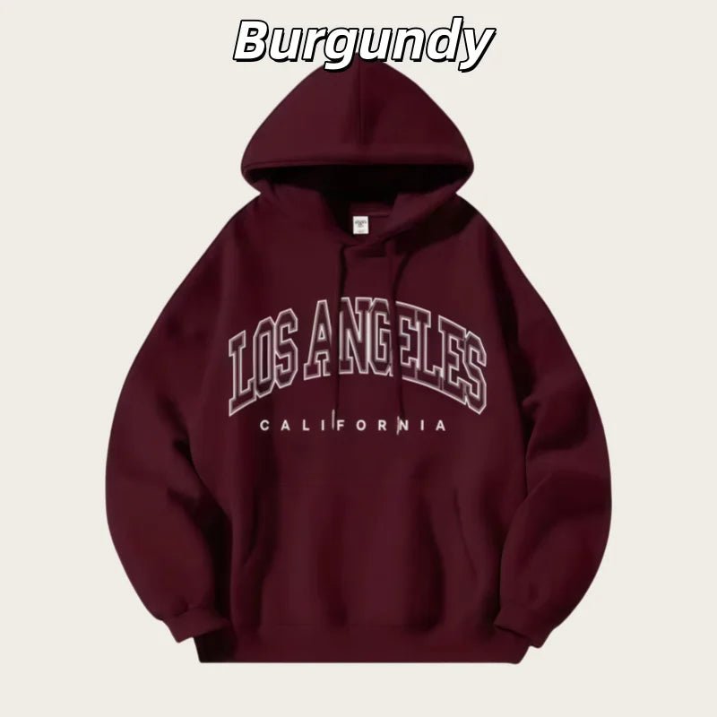American Fashion Trendy Men and Women Shared Autumn and Winter Velvet Thickeneded and Enlarged American Printed Jacket Loose Lazy Casual Style Street Style Hooded Sweatshirt - La Tienda Bella