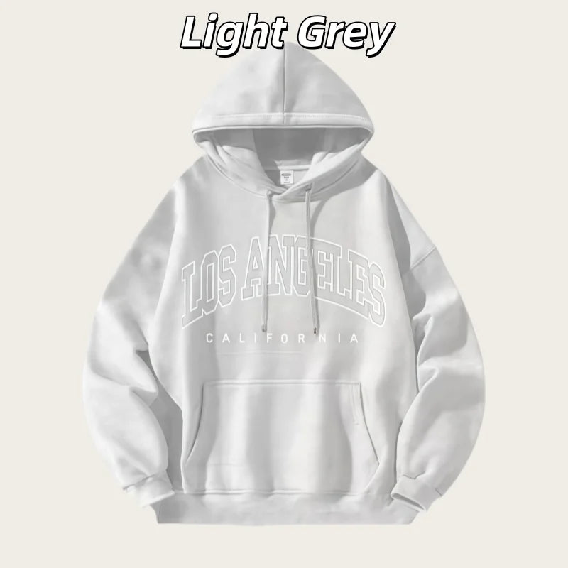 American Fashion Trendy Men and Women Shared Autumn and Winter Velvet Thickeneded and Enlarged American Printed Jacket Loose Lazy Casual Style Street Style Hooded Sweatshirt - La Tienda Bella