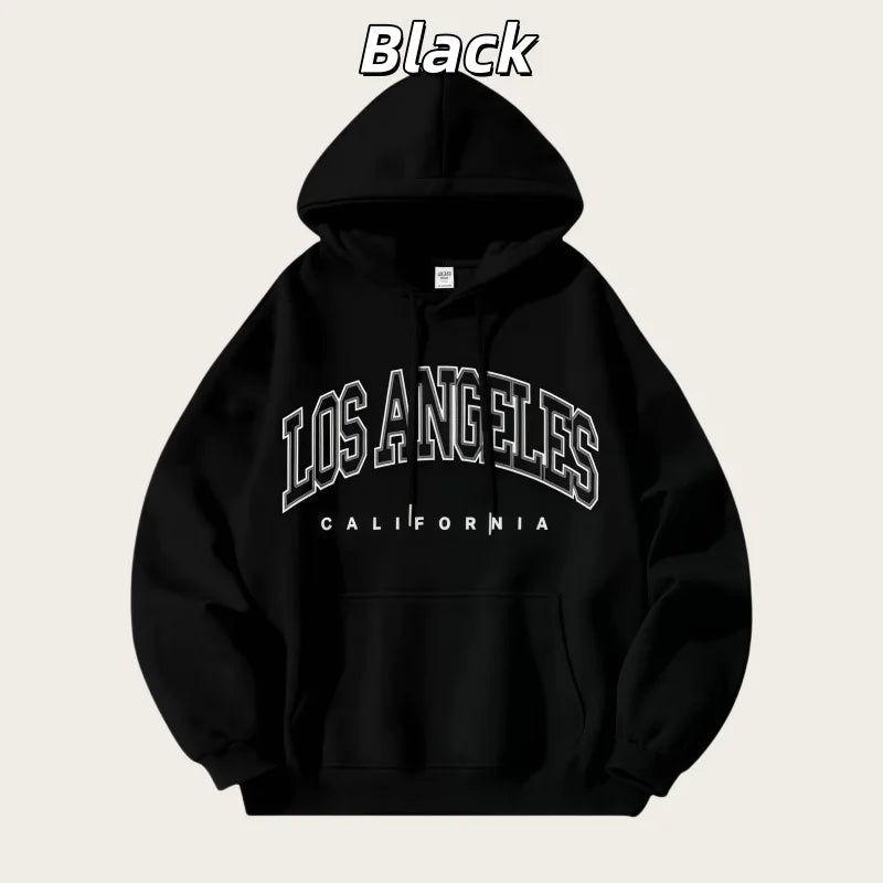 American Fashion Trendy Men and Women Shared Autumn and Winter Velvet Thickeneded and Enlarged American Printed Jacket Loose Lazy Casual Style Street Style Hooded Sweatshirt - La Tienda Bella