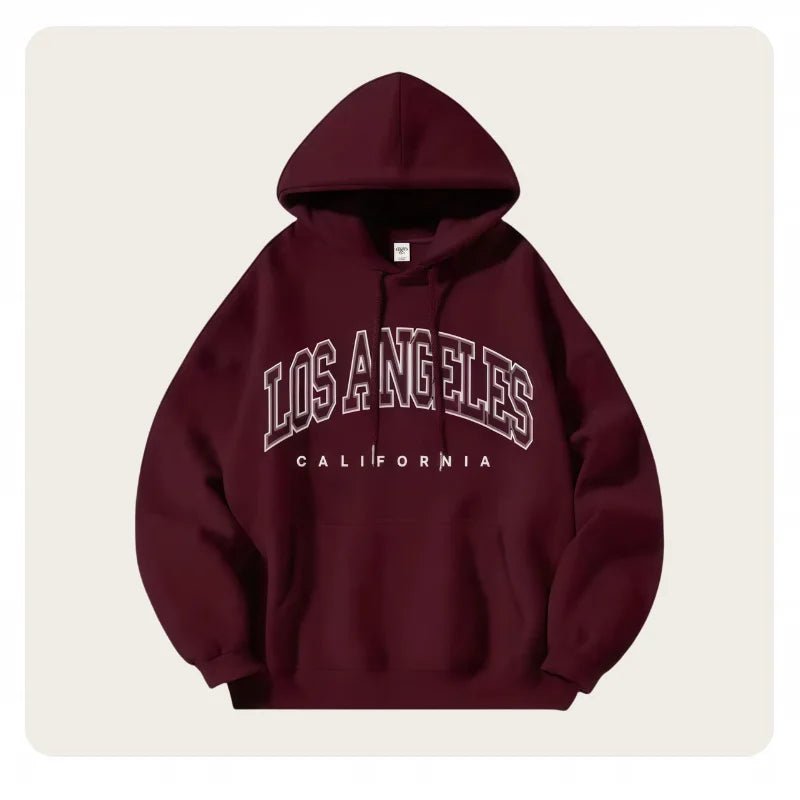 American Fashion Trendy Men and Women Shared Autumn and Winter Velvet Thickeneded and Enlarged American Printed Jacket Loose Lazy Casual Style Street Style Hooded Sweatshirt - La Tienda Bella