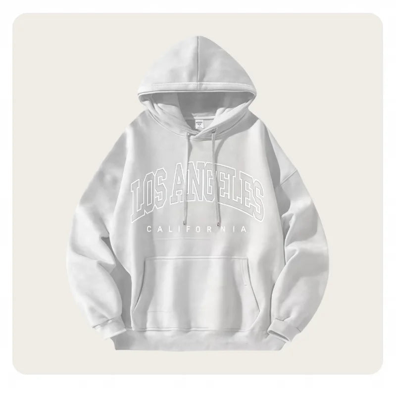 American Fashion Trendy Men and Women Shared Autumn and Winter Velvet Thickeneded and Enlarged American Printed Jacket Loose Lazy Casual Style Street Style Hooded Sweatshirt - La Tienda Bella