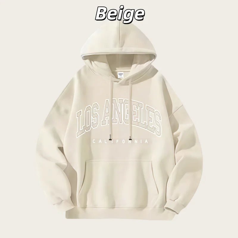 American Fashion Trendy Men and Women Shared Autumn and Winter Velvet Thickeneded and Enlarged American Printed Jacket Loose Lazy Casual Style Street Style Hooded Sweatshirt - La Tienda Bella