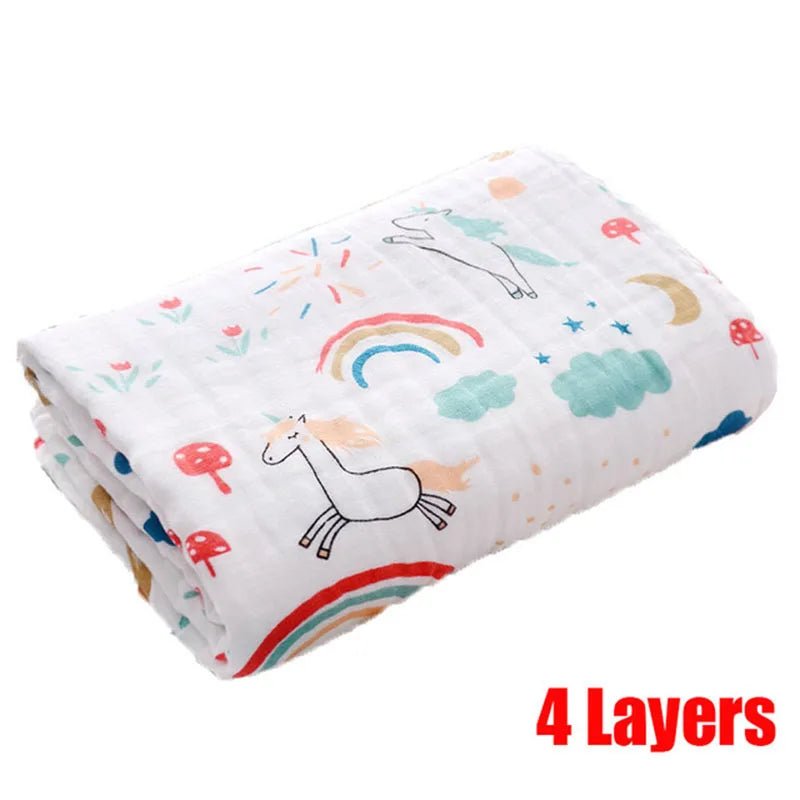Baby Bath Towel Boy Girl Cotton Blanket For Newborn Bathrobe 4-Layer Gauze Washcloth Infant Swaddle - La Tienda Bella