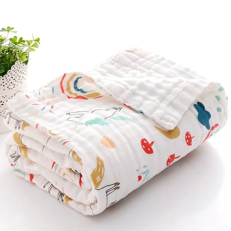 Baby Bath Towel Boy Girl Cotton Blanket For Newborn Bathrobe 4-Layer Gauze Washcloth Infant Swaddle - La Tienda Bella