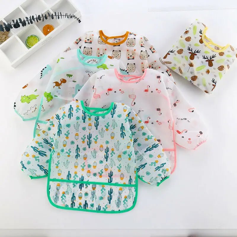 Baby Bibs New Cute Children Baby Stuff Toddler Waterproof Long Sleeve Art Smock Feeding Bib - La Tienda Bella