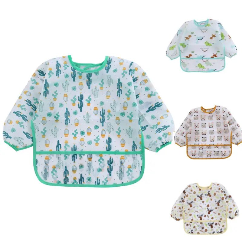 Baby Bibs New Cute Children Baby Stuff Toddler Waterproof Long Sleeve Art Smock Feeding Bib - La Tienda Bella