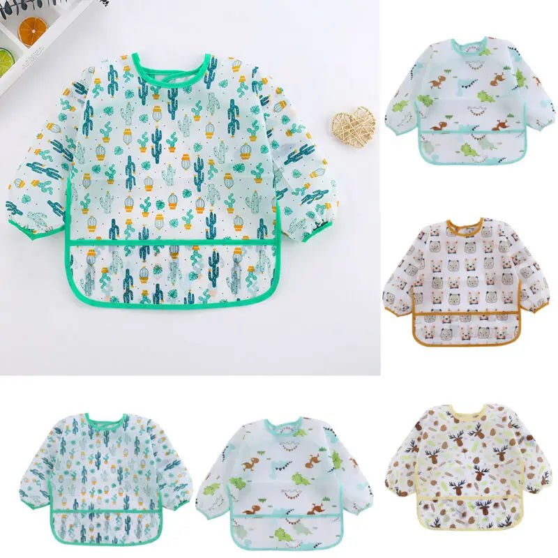 Baby Bibs New Cute Children Baby Stuff Toddler Waterproof Long Sleeve Art Smock Feeding Bib - La Tienda Bella