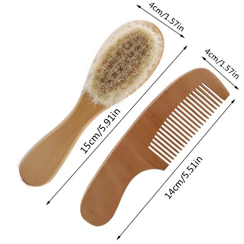 Baby Care Wooden Handle Brush Comb Head Massage Tool Portable Baby Comb Bath Brush Combs - La Tienda Bella