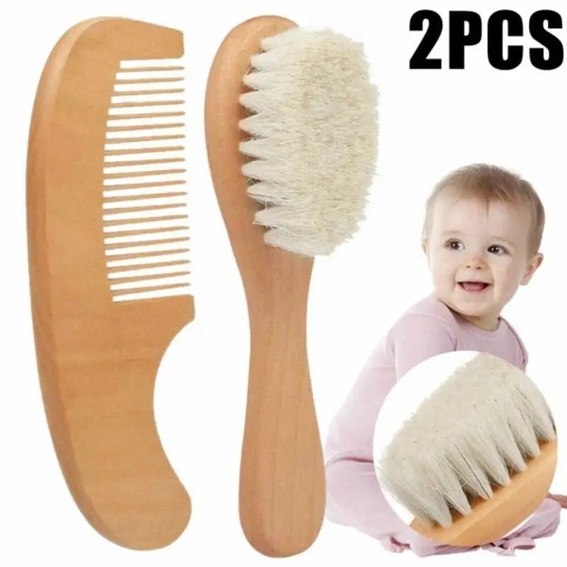 Baby Care Wooden Handle Brush Comb Head Massage Tool Portable Baby Comb Bath Brush Combs - La Tienda Bella