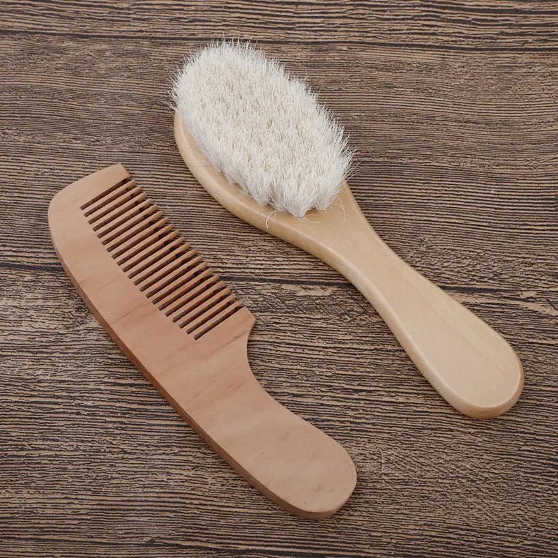 Baby Care Wooden Handle Brush Comb Head Massage Tool Portable Baby Comb Bath Brush Combs - La Tienda Bella