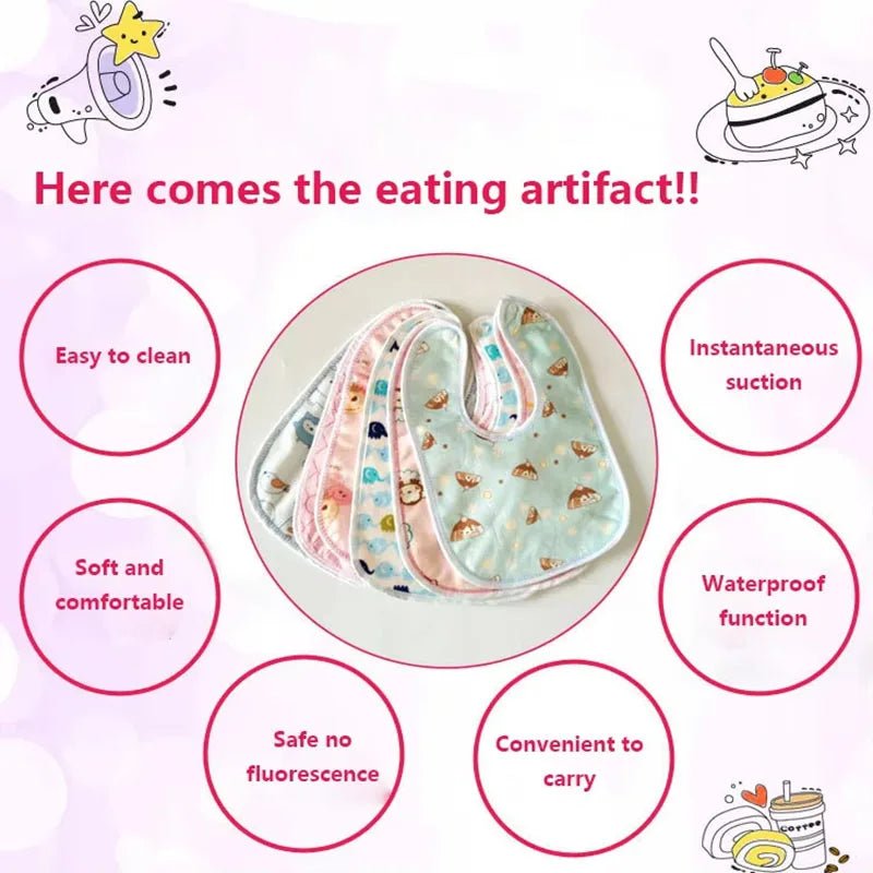Baby Cartoon Snap Waterproof Bib Super Soft Baby Bib Newborn Crystal Velvet Saliva Towel - La Tienda Bella
