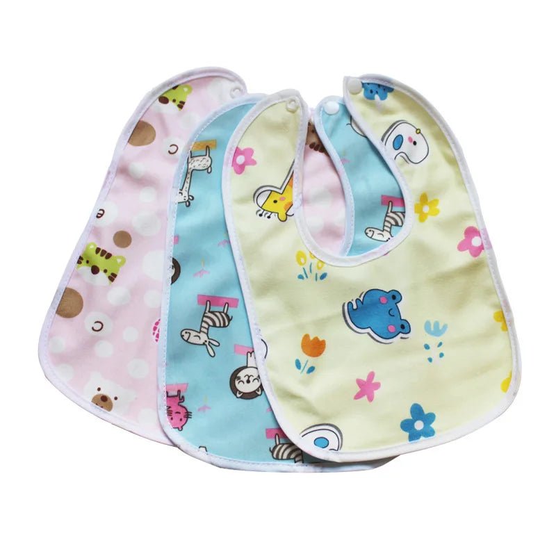 Baby Cartoon Snap Waterproof Bib Super Soft Baby Bib Newborn Crystal Velvet Saliva Towel - La Tienda Bella